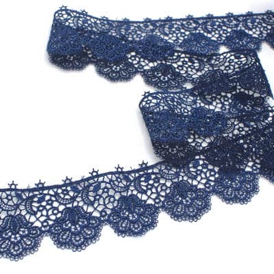 Embroidered tulle - navy blue