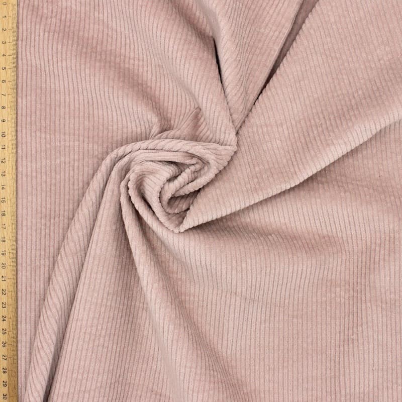 Tissu velours côtelé extensible - rose