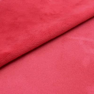 Tissu épais réversible uni rouge cerise imitant le daim 