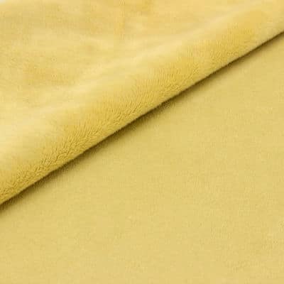 Tissu épais réversible uni jaune pâle imitant le daim 