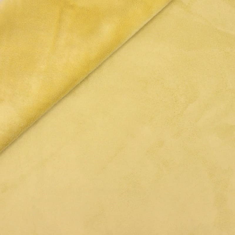Tissu épais réversible uni jaune pâle imitant le daim 