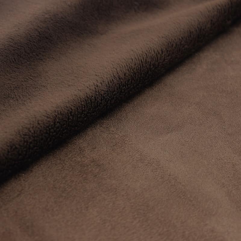 Tissu épais réversible uni brun chocolat imitant le daim 