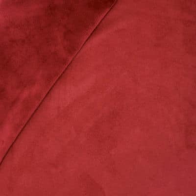 Tissu épais réversible uni rouge noël imitant le daim