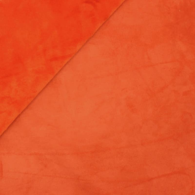 Tissu épais réversible uni orange carotte imitant le daim 