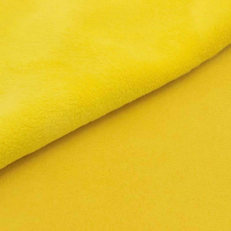 Tissu épais réversible uni jaune citron imitant le daim 