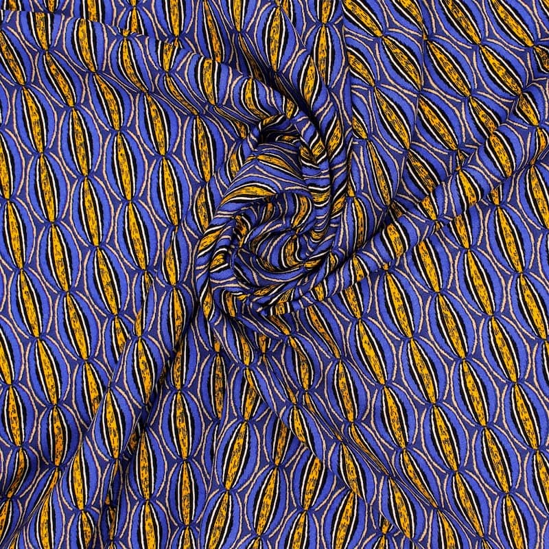 100% viscose fabric with graphic print - blue
