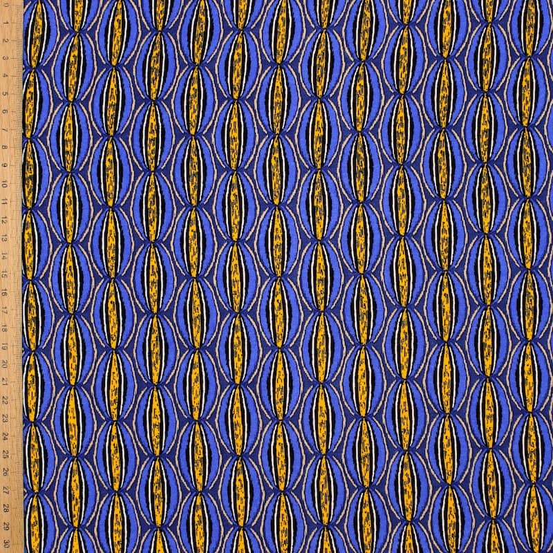 100% viscose fabric with graphic print - blue