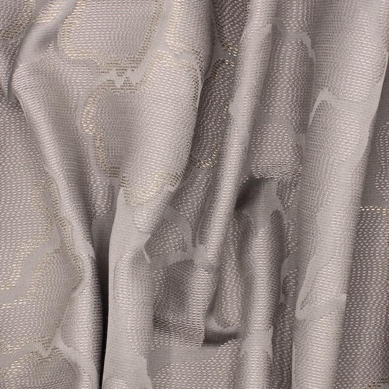 Fabric in viscose and polyester with flowers - grey 