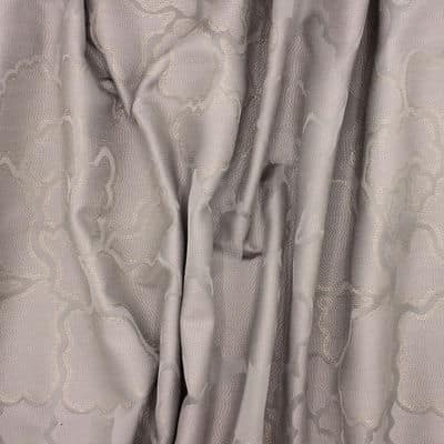 Tissu viscose et polyester fleurs - gris