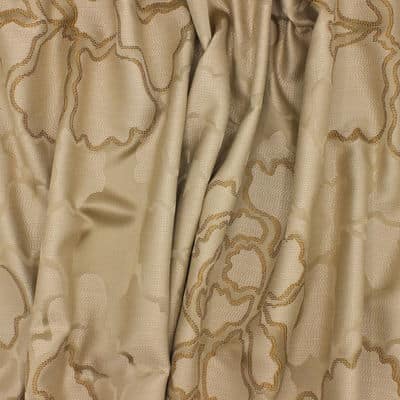 Fabric in viscose and polyester with flowers - beige