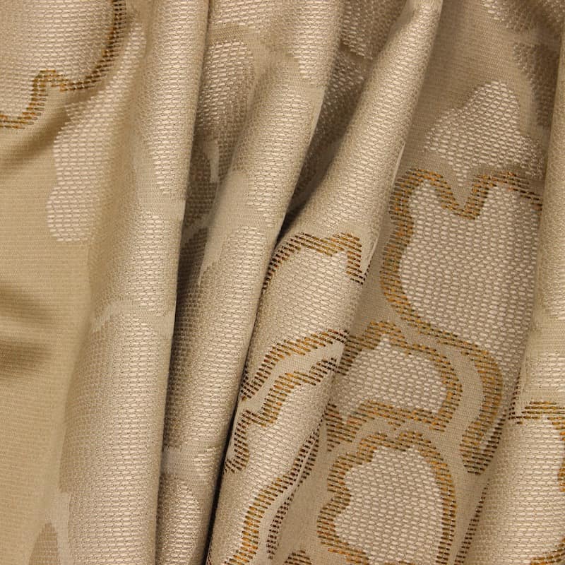 Fabric in viscose and polyester with flowers - beige