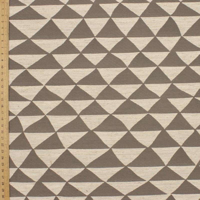 Jacquard fabric with geometric print - taupe & beige 