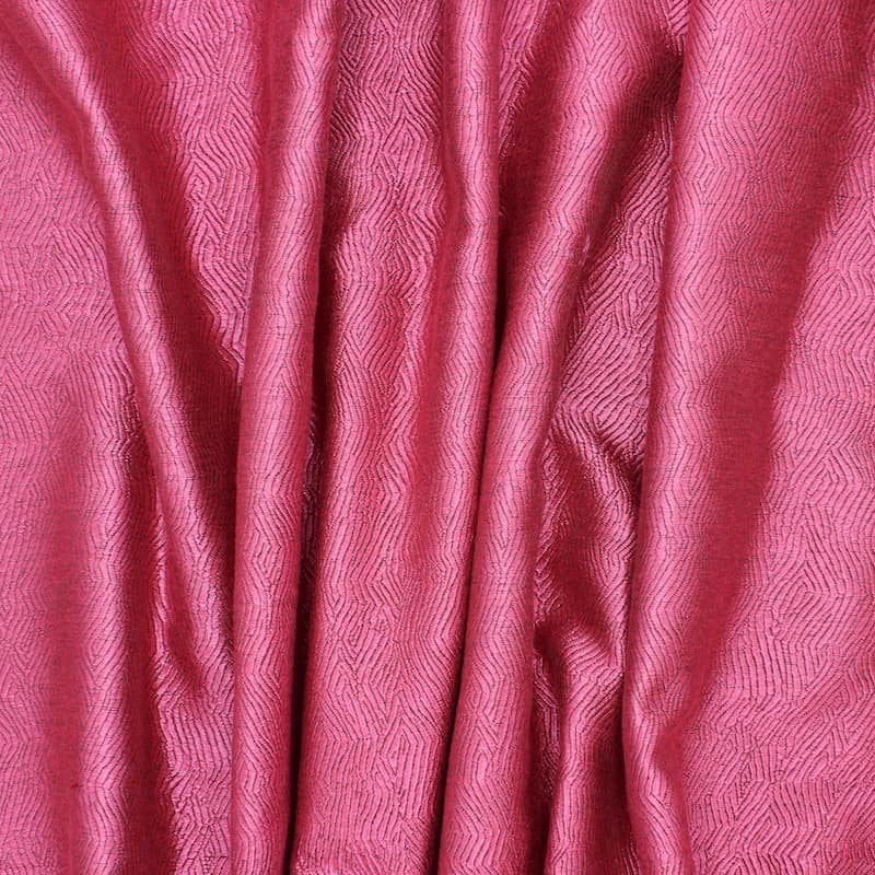 Tissu en polyester et viscose faux-uni rose