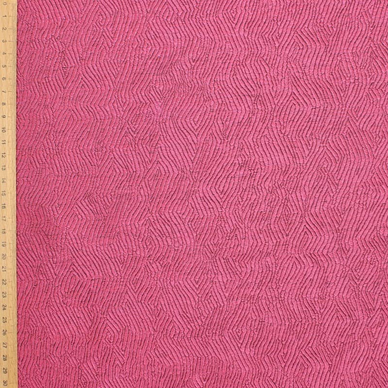 Tissu en polyester et viscose faux-uni rose