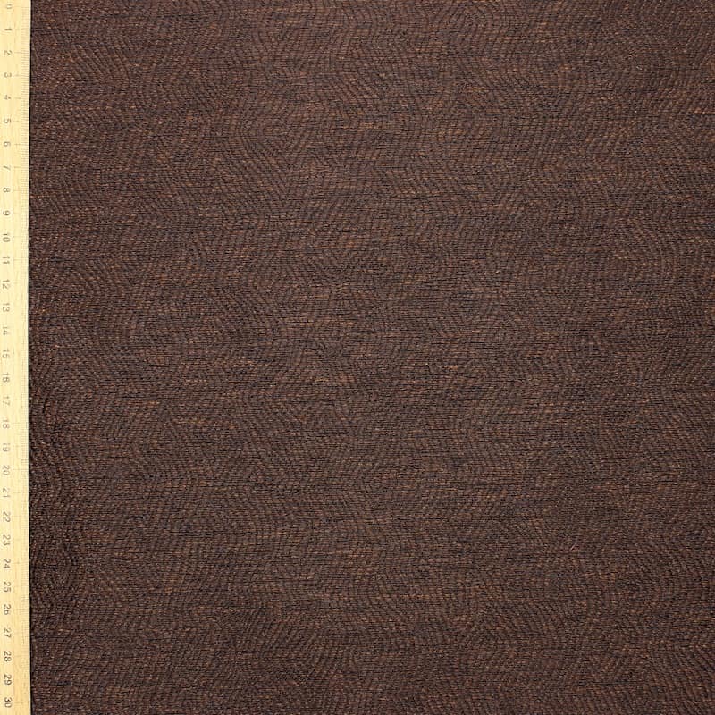 Fabric in polyester and viscose - semi-plain brown