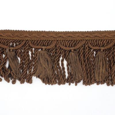 Viscose fringes with tassels - brown