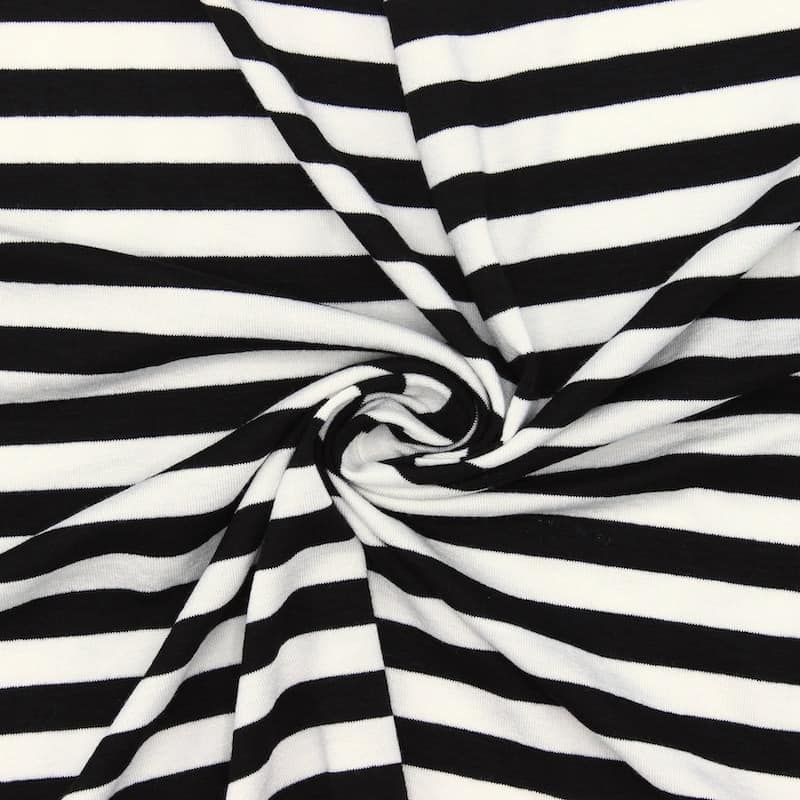 Striped jersey fabric - black and white