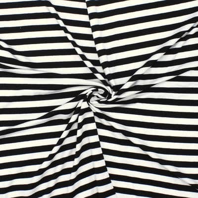 Striped jersey fabric - black and white