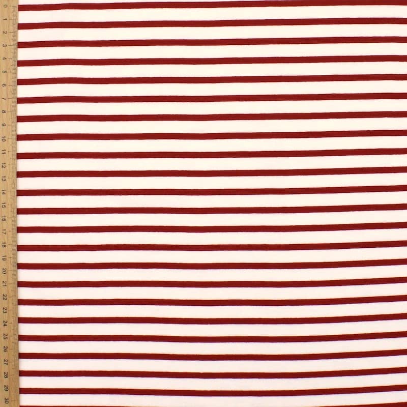 Striped jersey fabric - red and white 