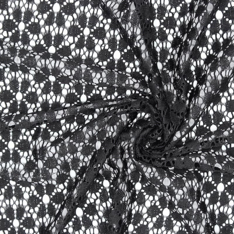 Tissu en dentelle fleur - noire