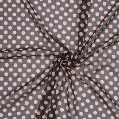 Voile polyester à pois - brun