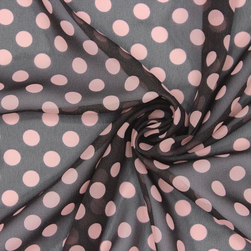 Polyester veil with dots - brown