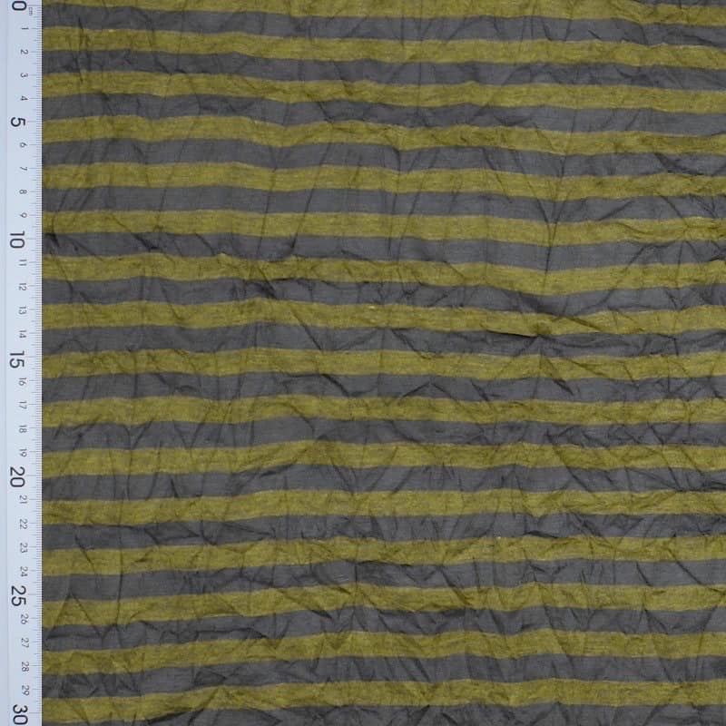 Crumpled jersey with anise green & grey stripes