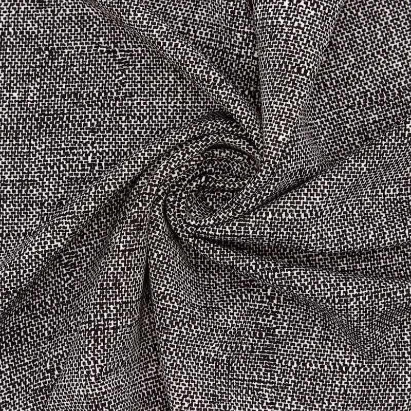 Tissu maille impression fibre noir et écru