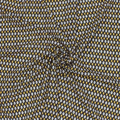 Polyester fabric resembling crêpe with patterns - black 