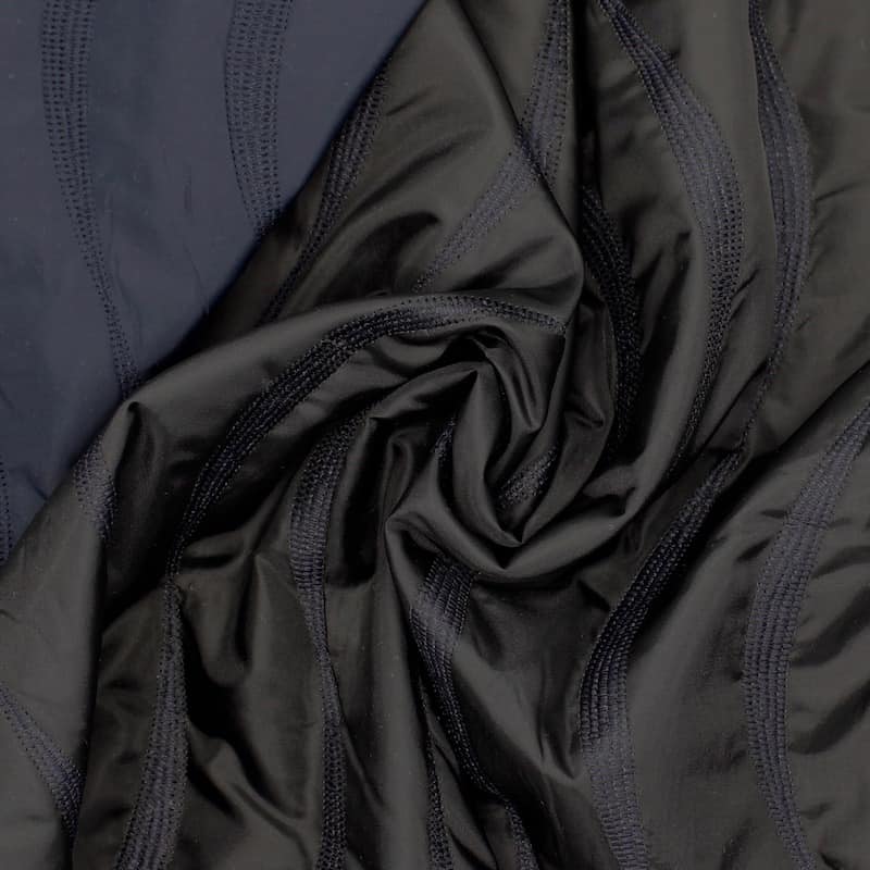 Double-sided quilted fabric - black / navy blue 