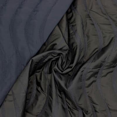 Double-sided quilted fabric - black / navy blue 