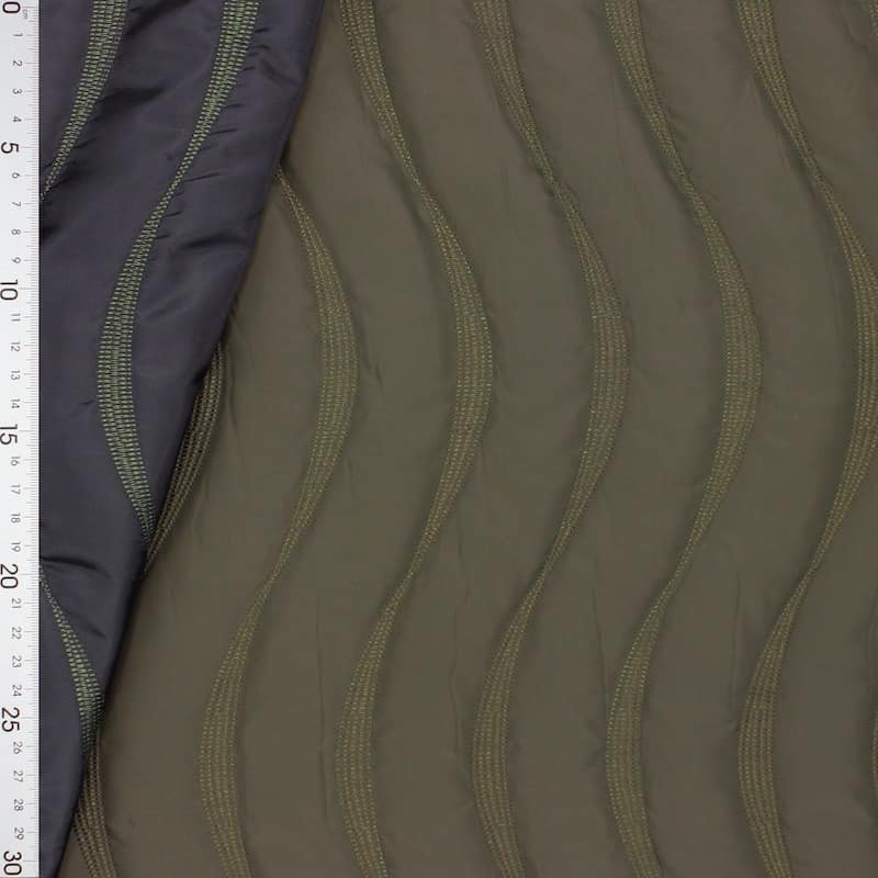 Double-sided quilted fabric - khaki / black