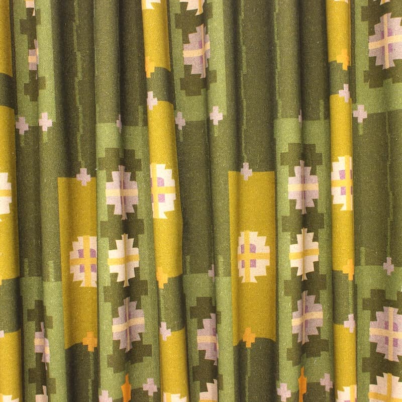 Fabric in cotton and linen with graphic print - green 