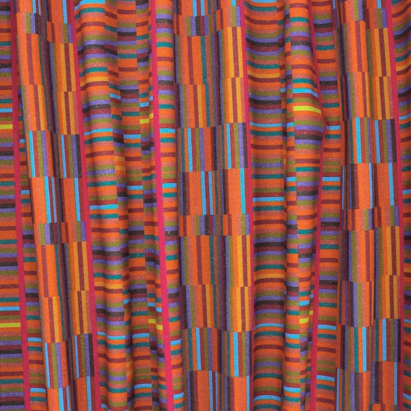 Tissu coton et lin graphique - multicolore