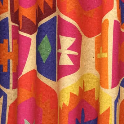 Fabric in cotton and linen with graphic print - multicolored 