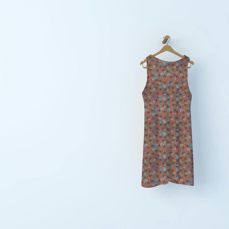 Poplin cotton with flowers - grey / rust-colored