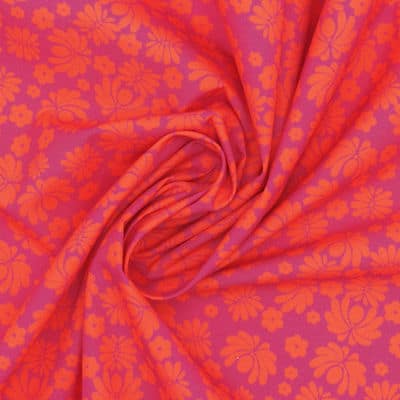 Popeline coton fleur - magenta fuchsia