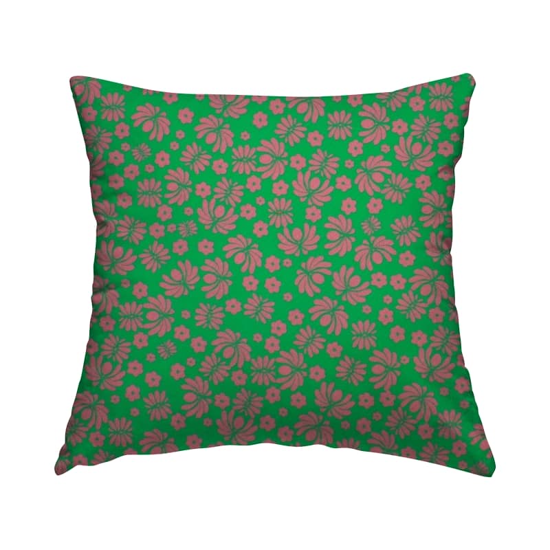 Popeline coton fleur - vert