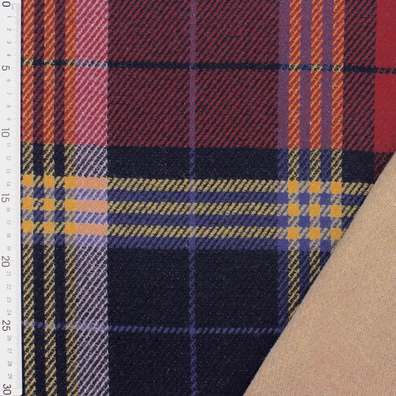 Checkered wool fabric - multicolored 