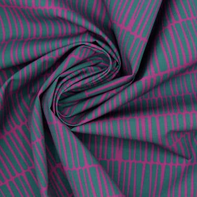 Poplin cotton with graphic prints - red and purple