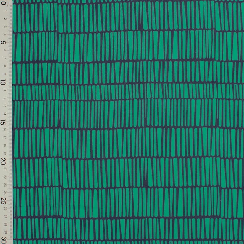 Popeline coton graphique - marine et vert