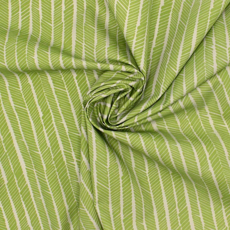 Poplin cotton with graphic prints - green and beige
