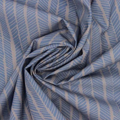 Poplin cotton with graphic prints - blue and grey 