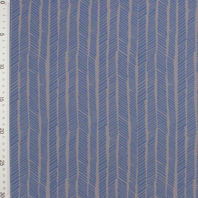 Popeline coton graphique - bleu et gris