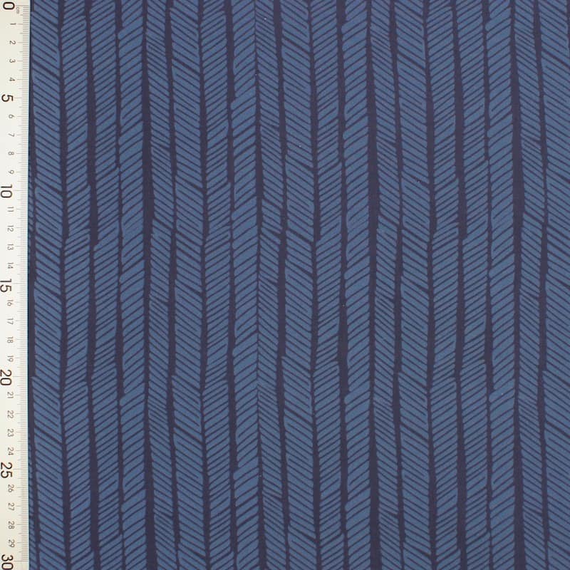 Popeline coton graphique - marine et bleu