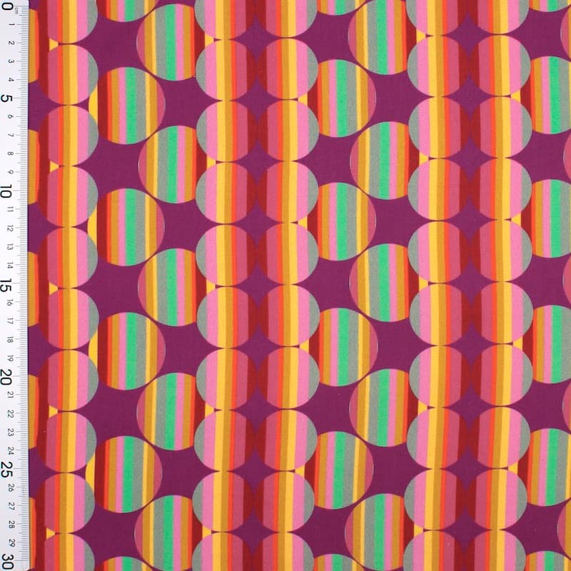 Cotton satin fabric with graphic prints - multicolored