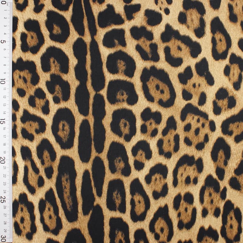 Tissu satin lourd léopard - brun