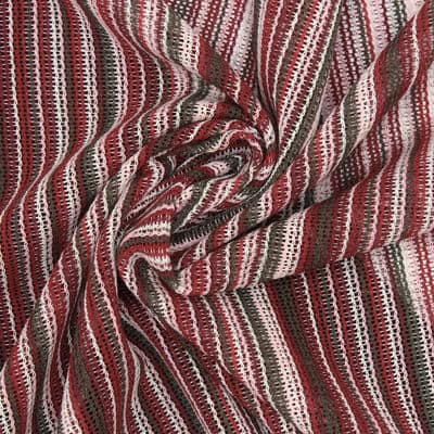 Striped knit fabric - burgondy, pink and khaki 