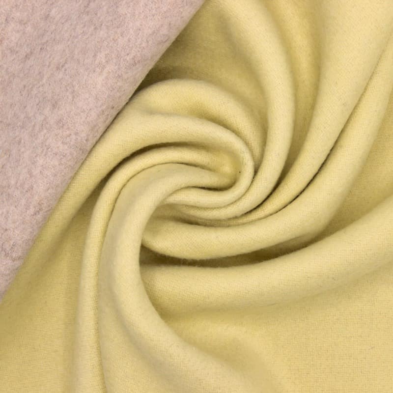 Tissu laine double face - beige /jaune