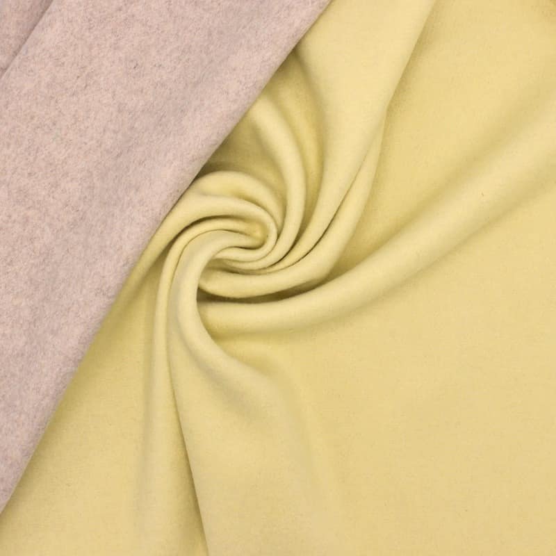 Tweezijdige stof in wol - beige / geel